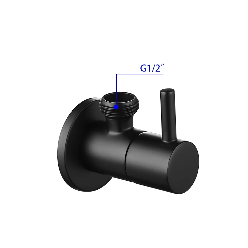 Matte Black Angle Valve Faucet Water Input Fitting & Shut-off Round Tap G1/2" Connection Bathroom Kitchen Accessories |