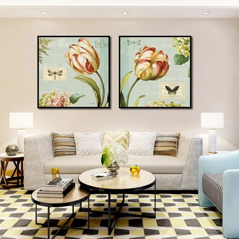 

Цветочные плакаты, художественный современный стиль для гостиной, традиционные картины, винтажные принты на стену, украшение для дома