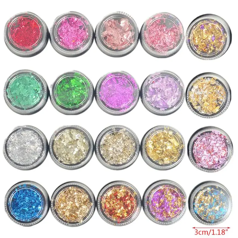 

20 Pcs/Set Nail Art Color Glitter Paper Sheet Flake Irregular Foil Paillette Chip DIY Fingers Decoration Sticker Manicure Tool