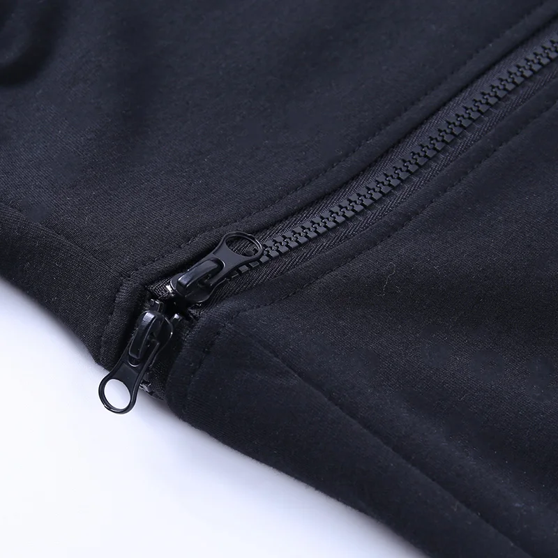 

Gothblack Harajuku Loose Long Sleeve Print Hoodise Women Gothic Casual Pocket Zip Drawstring Top Female Autumn Sreetwear Tops