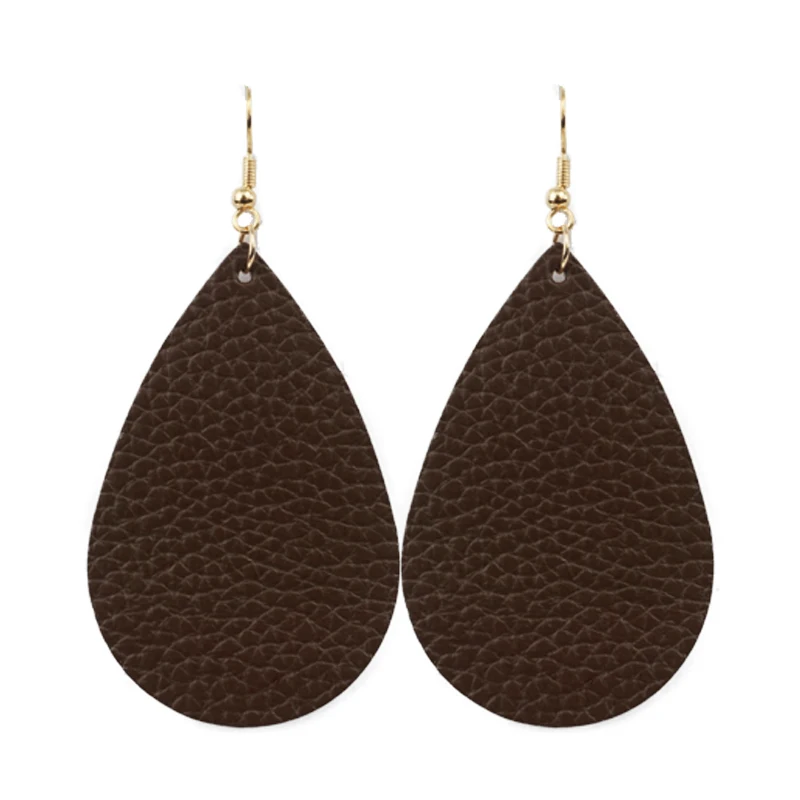 Женские серьги капельки M & G черные из натуральной кожи с каплями воды модные