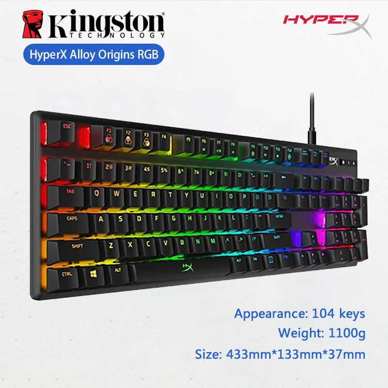 HyperX Alloy Origins Mechanical Keyboard Aqua Switch Red Switch Blue axis RGB Backlighting Kingston Gaming keyboard For Desktop