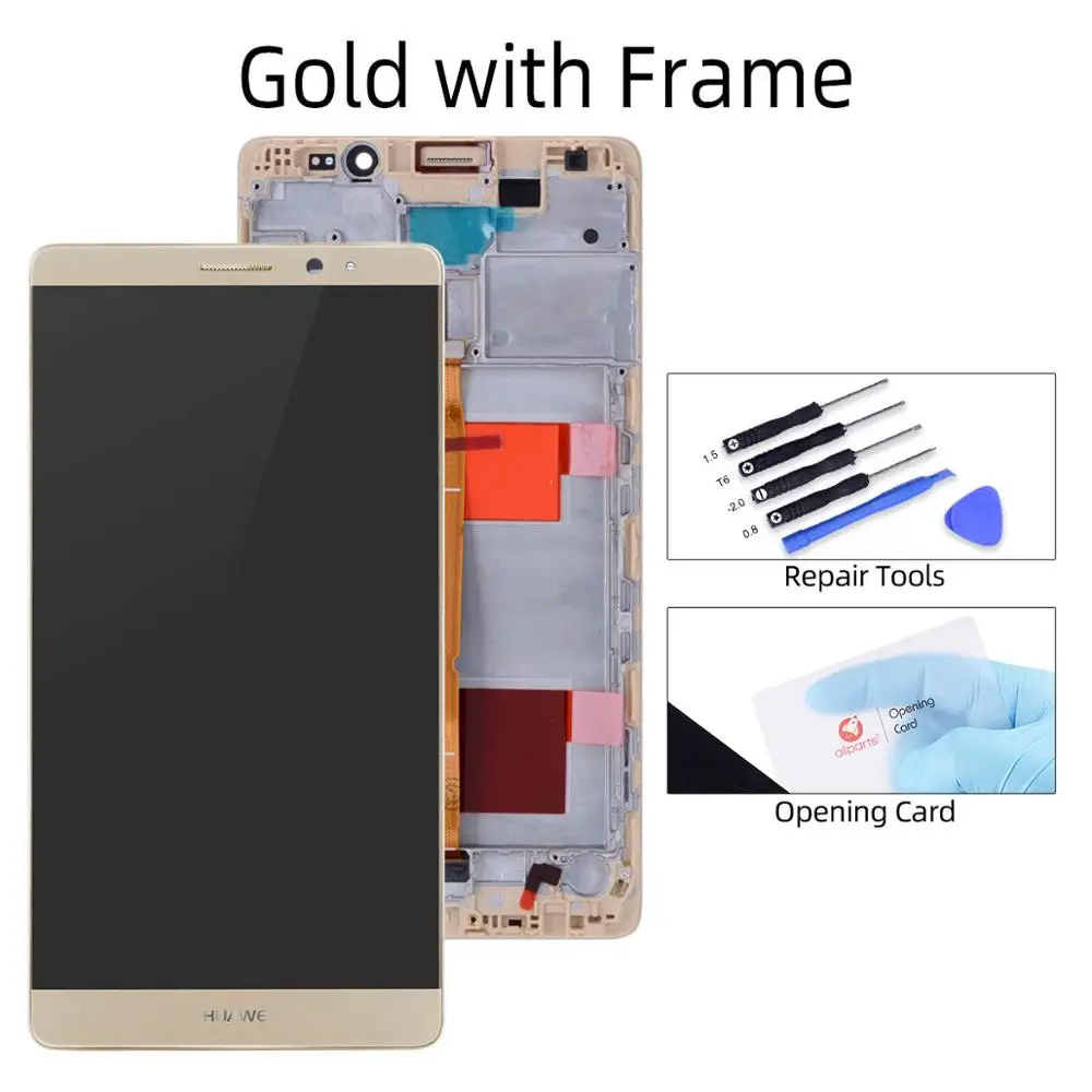 Gold with Frame Дисплей для HUAWEI Mate 8 LCD в сборе с тачскрином на рамке 6.0'' черный белый золото кофе мокко - Цвет: Gold with Frame