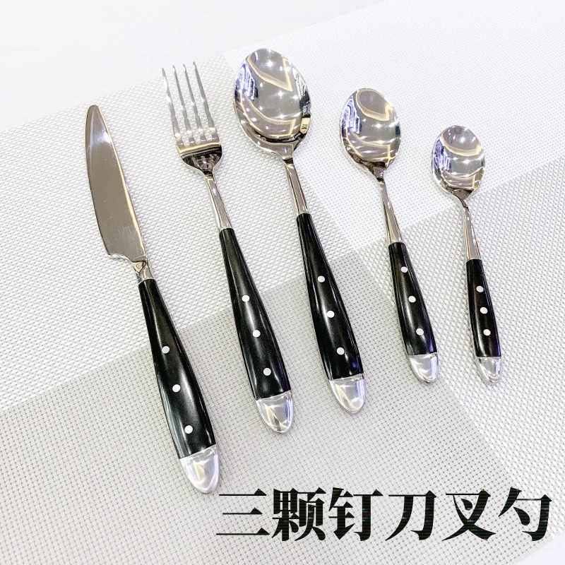 

Stainless steel western meal specialty tableware set knife fork spoon bakelite black handle knife fork spoon