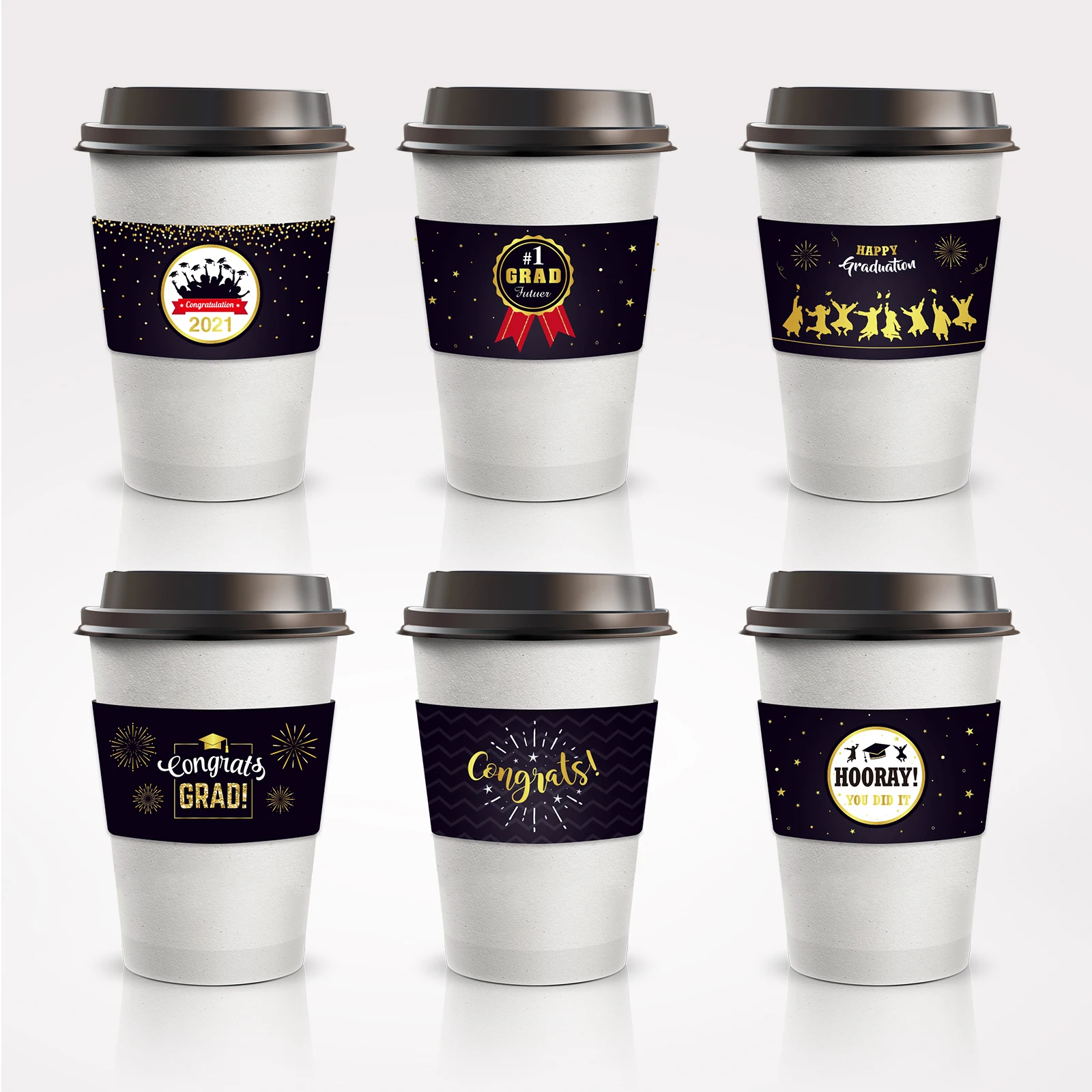 

LT002 24pcs Graduation Party Coffee Milk Tea Holiday Insulation Cup Holder Disposable Corrugated Kraft Paper Cup Holders