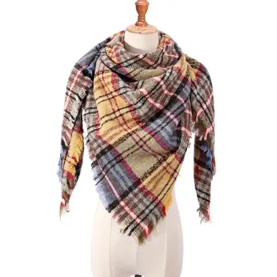 Cheapest New Women's Winter Triangle Scarf Plaid Warm Cashmere Scarves Female Shawls Pashmina Lady Bandana Wraps Blanket |