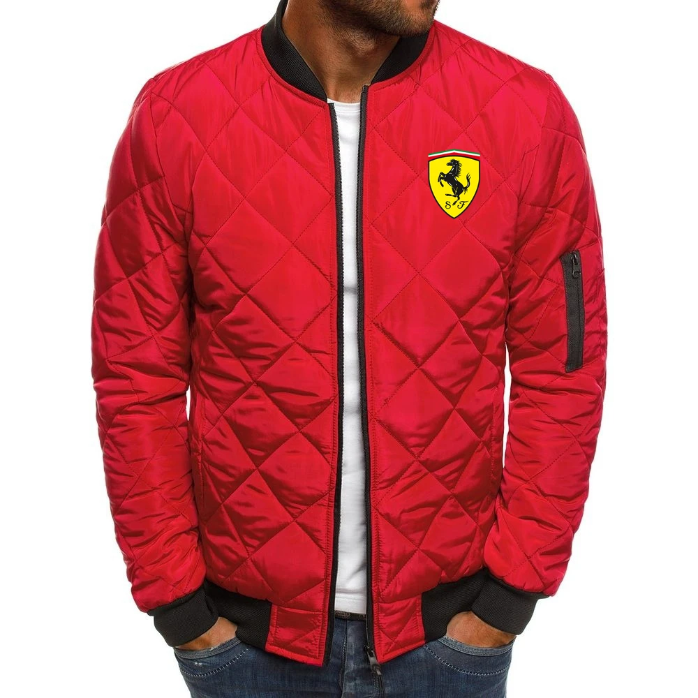 

2021 new jacket Ferrari logo printing custom solid color cotton warm men's zipper jacket jacket casual wear men's all-match
