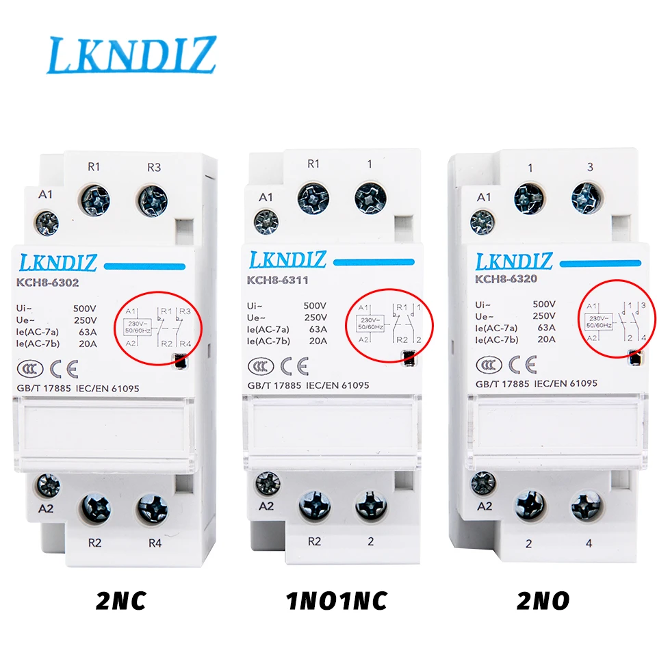 

LKNDIZ Din рейка крепление бытовой модульный контактор переменного тока для Умный дом отель AC220V Американская классификация проводов 2р 16A 20A 25A 2NC...