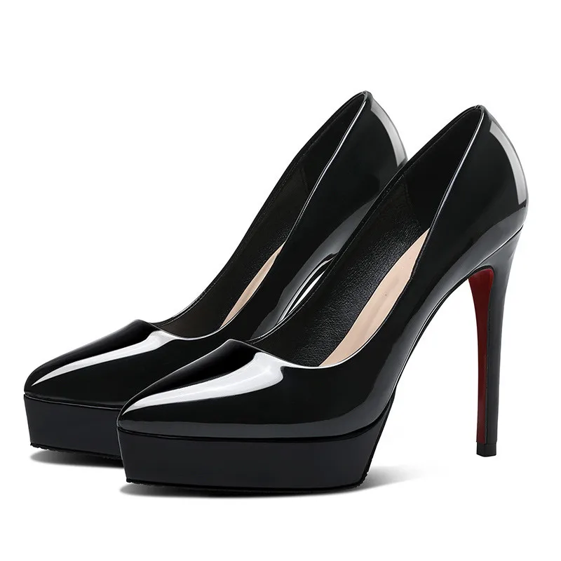 Platform Shoes High Heels Patent Leather Black Office Shoes for Women Stiletto Heels Formal Pumps Women Sexy Shoes High Heel
