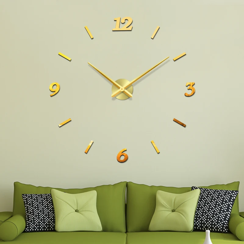 Акриловые большие настенные часы наклейка для гостиной Декоративные