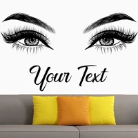 eyelashes brows wall decal beauty salon vinyl sticker custom text eyebrows decal sticker eye quote make up 2153