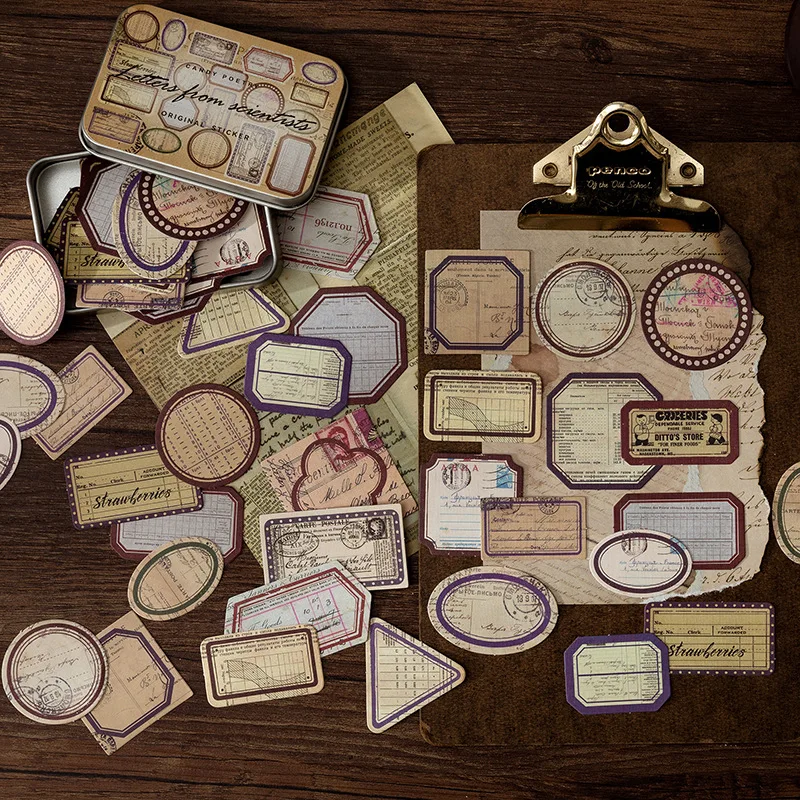 Mengtai 40pcs Vintage Coffee password Decorative Tin box Sticker Scrapbooking diy Label Diary Album Antique Journal Stationery | Канцтовары