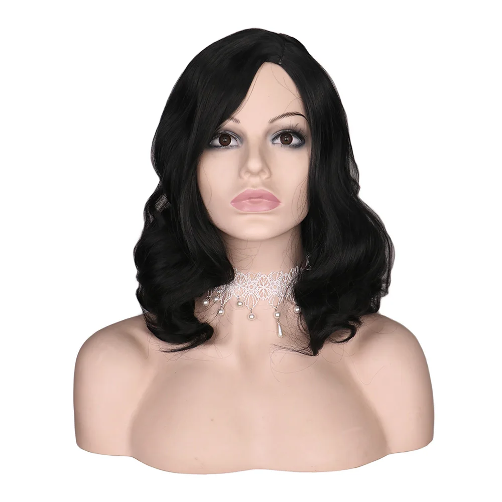 

QQXCAIW Short Curly Wig For Black Women Natural Black Cosplay Party Costume Heat Resistant Synthetic Hair Wigs