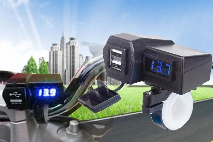 EAFC мотоциклетное двойное USB зарядное устройство 12 В 3.1A Moto 2.1A+ 1A 12 В до 5 В 15 Вт USB зарядное устройство с вольтметр светодиодный дисплей розетки