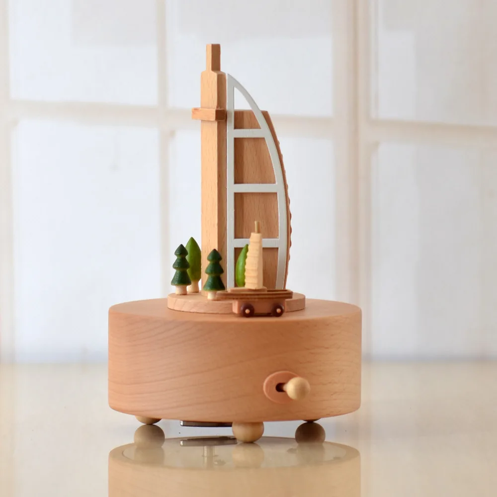 Деревянный араб ал музыкальная шкатулка Заводной отель парус сувениры из Дубая