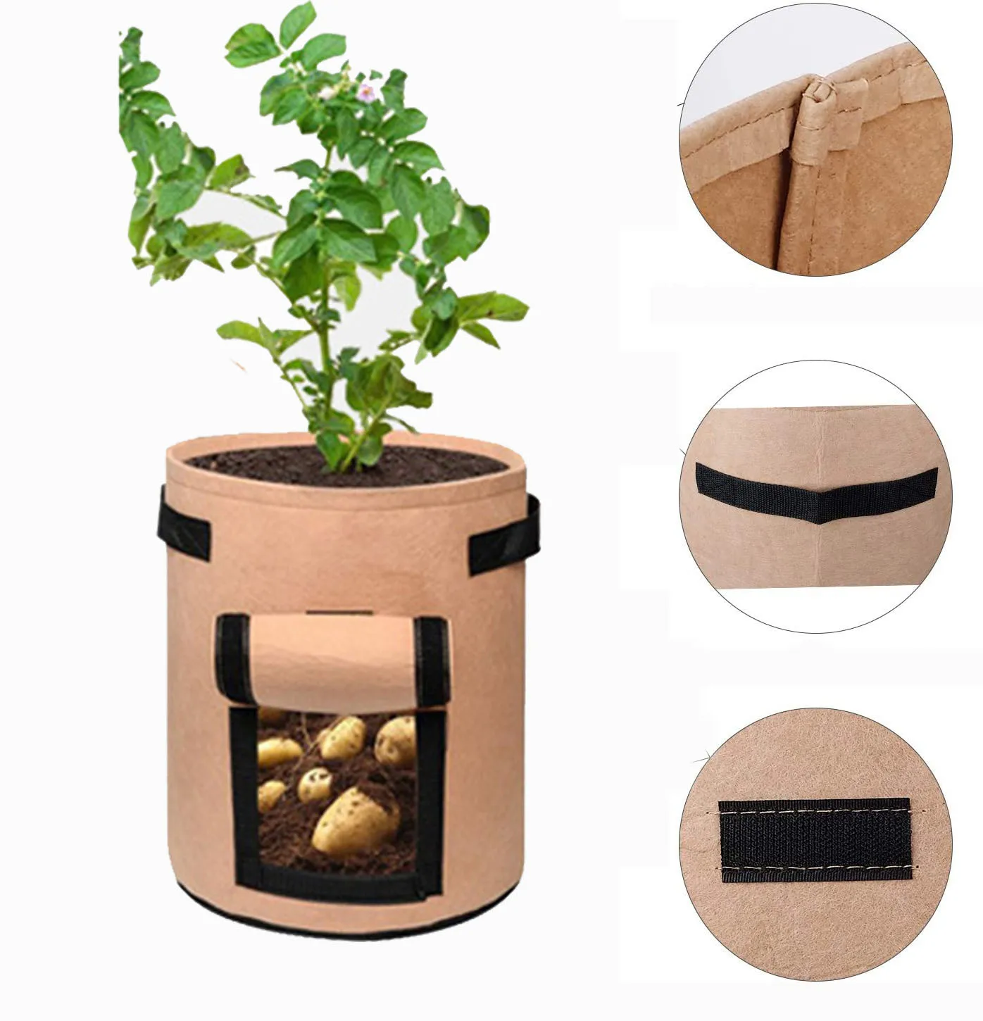 

Potato Grow Bags with Handles Planting Pouch Breathable Cloth Container Fabric Pots Greenhouse Gardening Tools for Fruit Plant