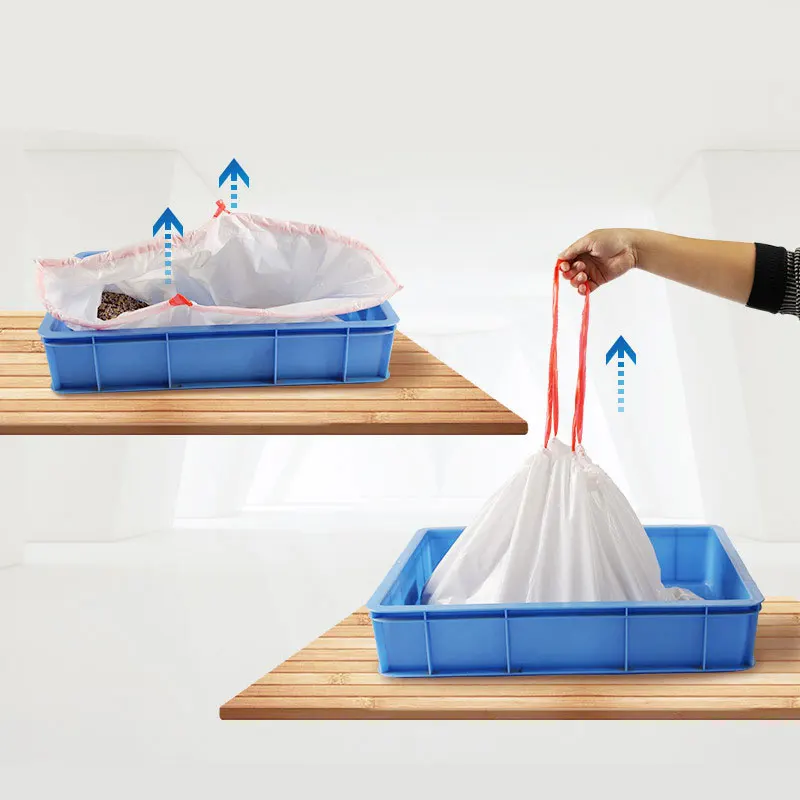 

10 Pieces Cat Litter Pan Bags Cat Litter Box Liners Larger Thickening Drawstring Durable Pet Cat Supplies HOT
