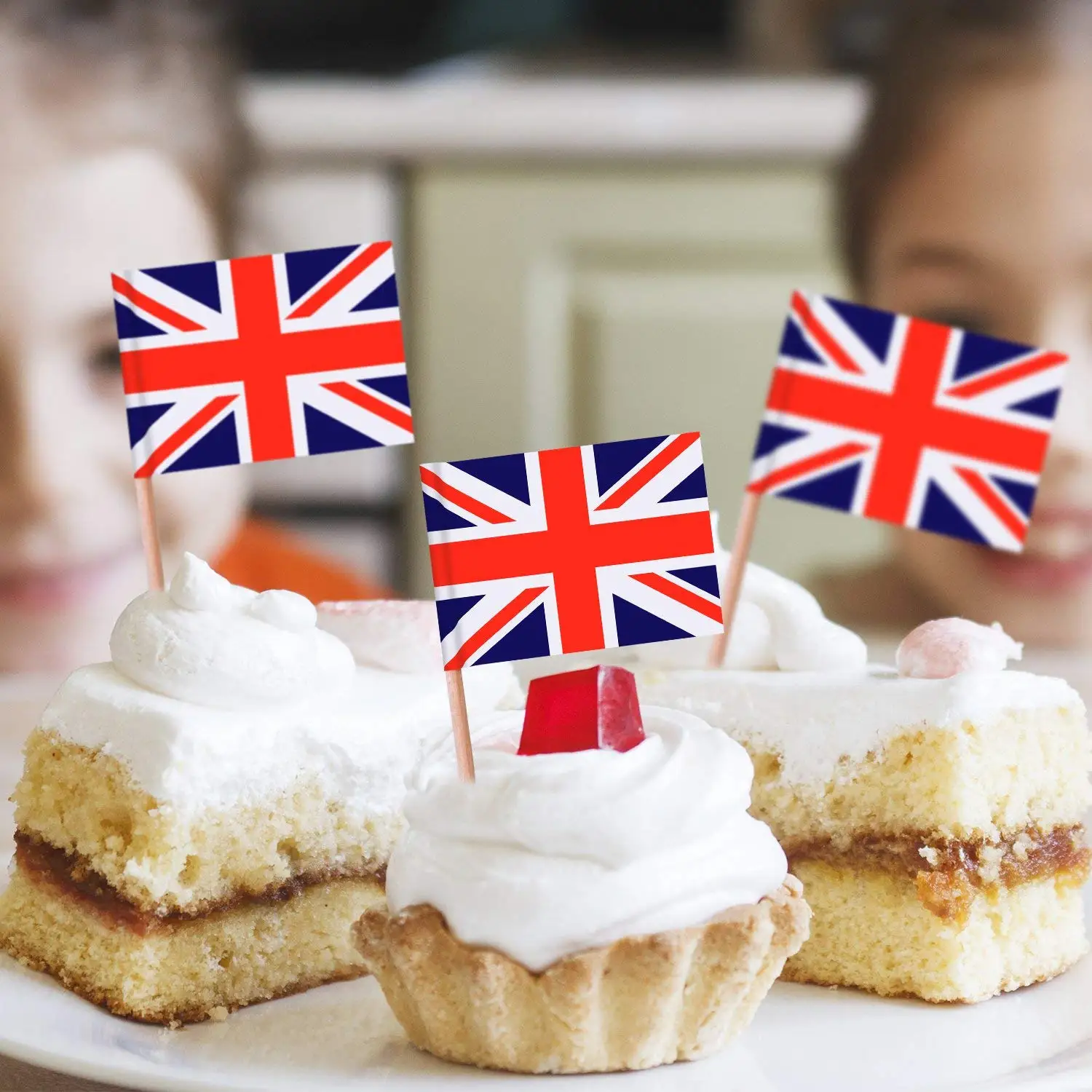 100 шт. зубочистки с британским флагом флаг союза Джек топперы для кексов на день