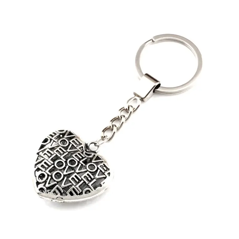 

15pcs/lots Keychain 3D Love Hollow Heart Alloy Charms Pendants Key Ring Travel Protection DIY Jewelry A-554f