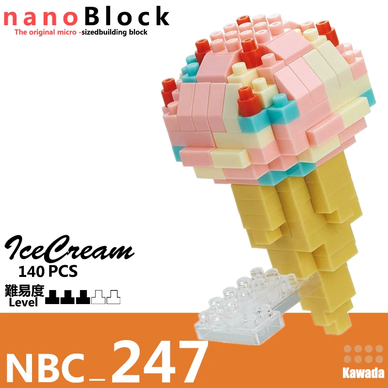 Kawada Nanoblock мороженое конус 140 штук Мини кирпичи головоломка Новый NBC-247 забавные
