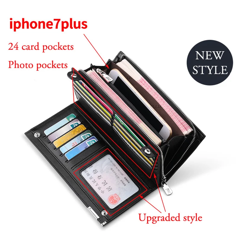 

Новый Кошелек из воловьей кожи первого слоя, мужской длинный модный дизайн с блестками, Женский держатель для кредитных карт, кошелек из чистой кожи на молнии