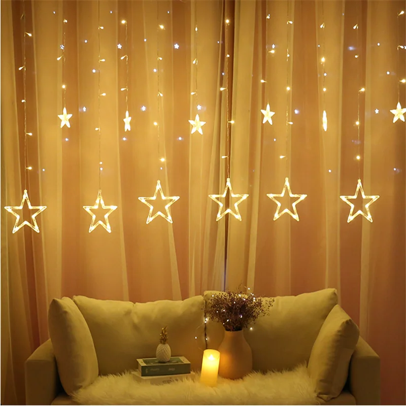 

EID Mubarak Decoraion for Home 6 Big 6 Small LED Curtain Light String Garland Islamic Muslim wedding Party Al Adha Ramadan Decor