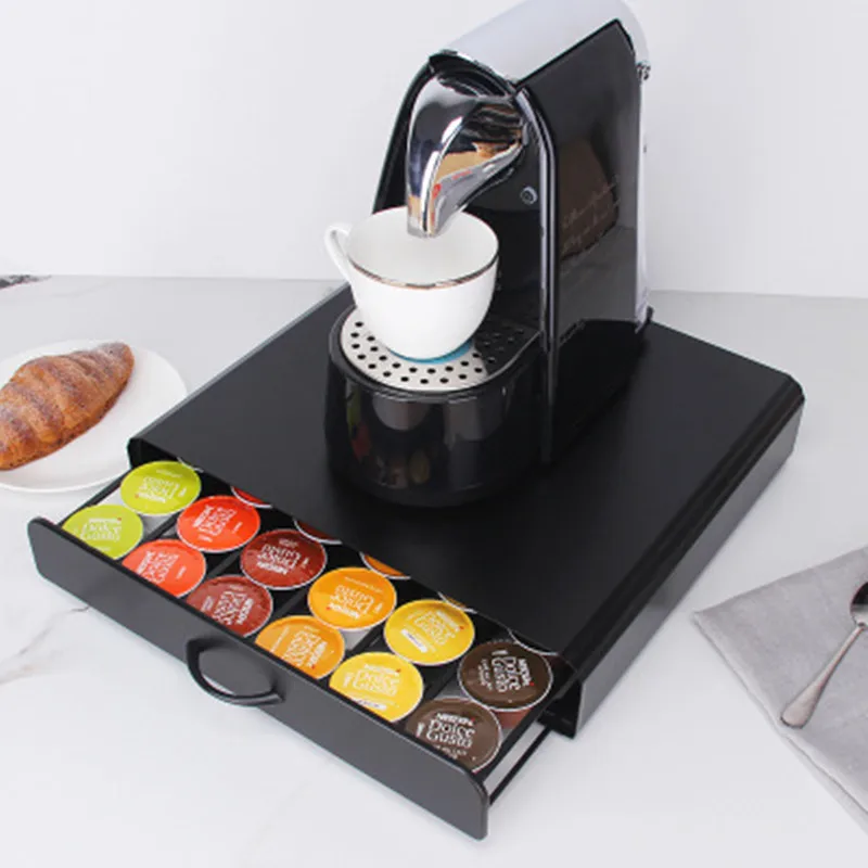 

Металлический ящик для хранения кофейных капсул 2020 Dolce Gusto/полка с выдвижными ящиками может вмещать 36 капсул диаметром 5 .. 2 см, ящик для хране...