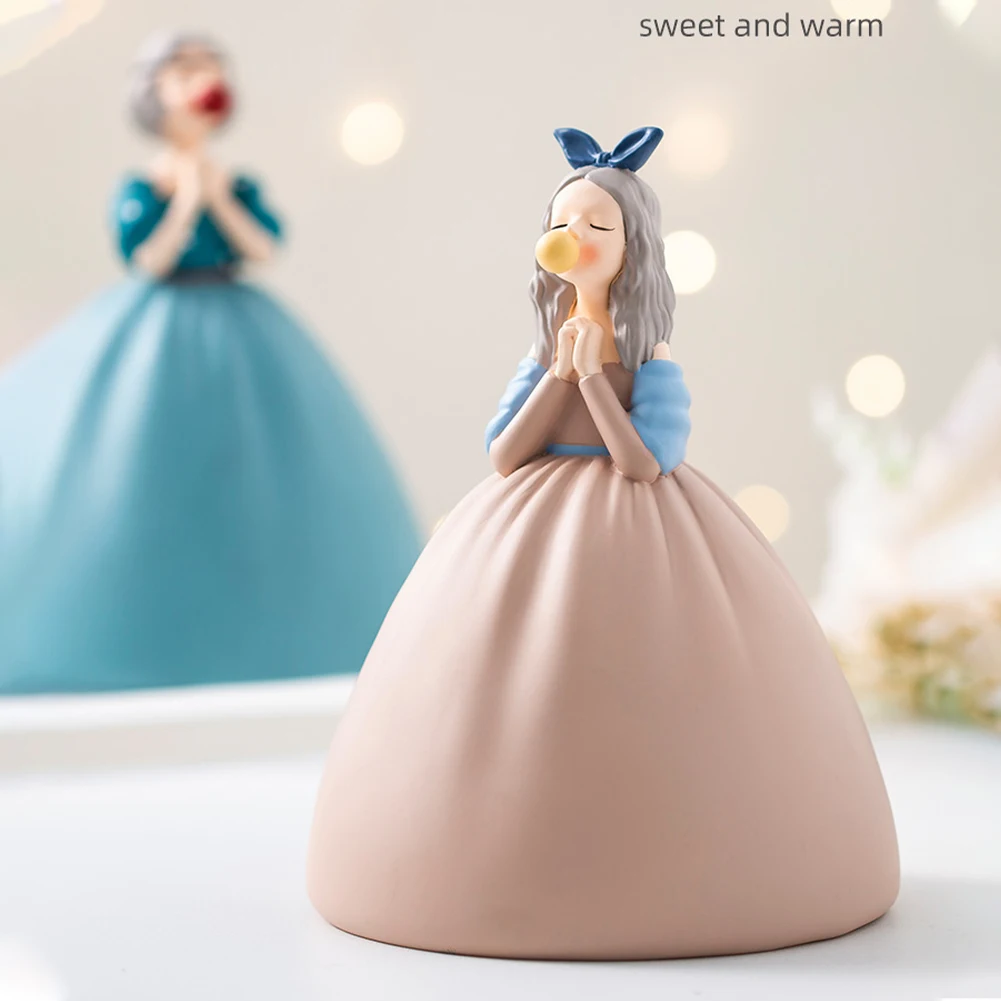 

Boys Girls Resin Kids Toy For Toddlers Birthday Gifts Modern Piggy Bank Bubble Blowing Princess Shaped Desktop Office Ornament