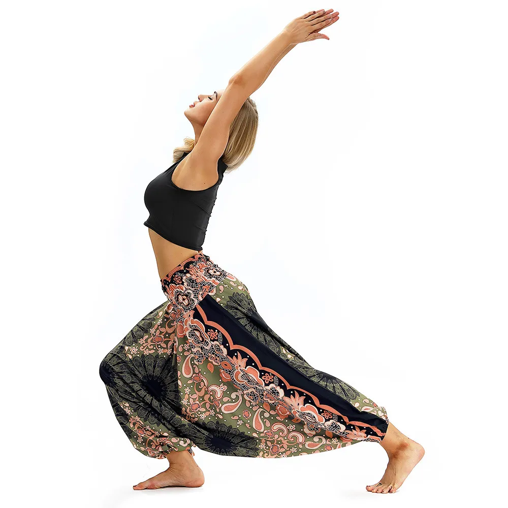 Leggings Sport Women Fitness Casual Summer Loose Yoga Trousers Baggy Boho Aladdin Jumpsuit Harem Pants Elastic Waist Yoga Pants