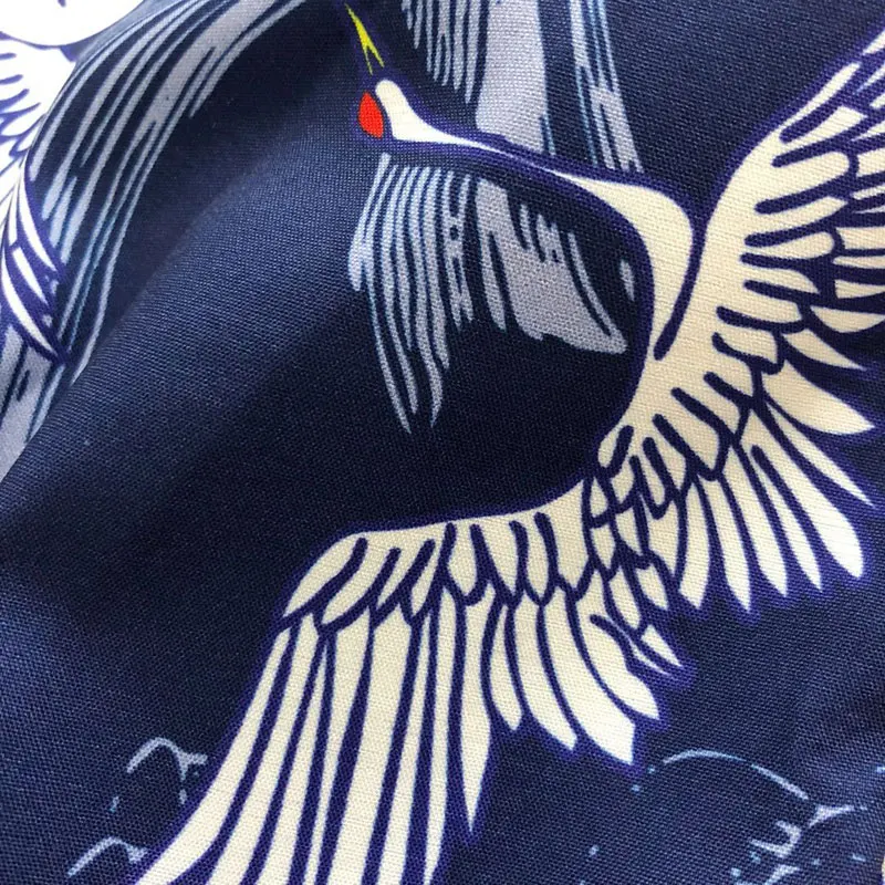 

Hawaiian Beach Crane printing Shirt couple Summer Party Holiday Fancy Cardigan Hip Hop Streetwear chemise homme