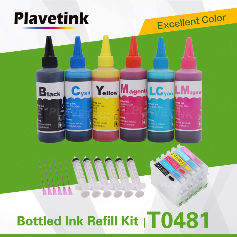 Многоразовый чернильный картридж Plavetink T0481 для принтера Epson Stylus Photo R200 R220 R300 R300M +