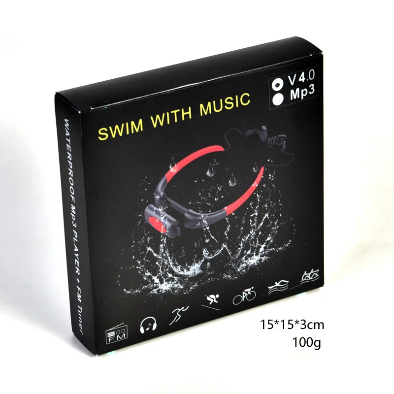 MP3 наушники IPX8 4 ГБ 8 водонепроницаемый плавание спорт музыкальный плеер шейный