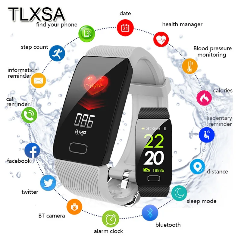 Мужской фитнес браслет с монитором кровяного давления пульсометром