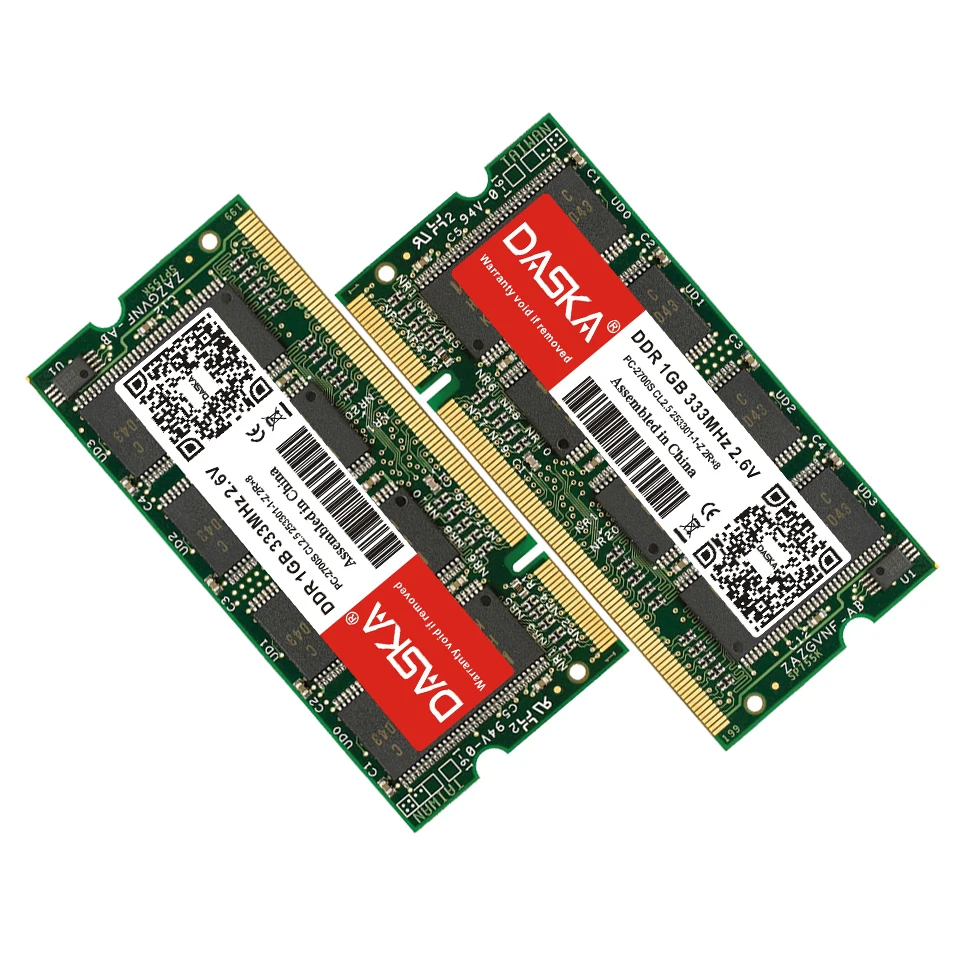 Память DDR для ноутбука DASKA 1 ГБ 333 МГц PC2700 400 PC3200 200Pin CL3 CL2.5 2 6 В память ноутбуков RAMs