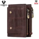 Мужские кошельки RFID из бычьей кожи, складной винтажный короткий бумажник для мелочи, многофункциональный держатель для карт