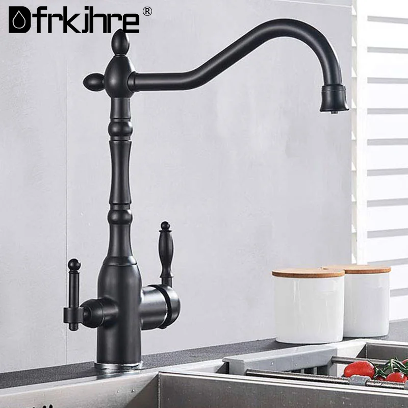 Черный Кухонный Кран хромированный золотой с керамической ручкой Отделка