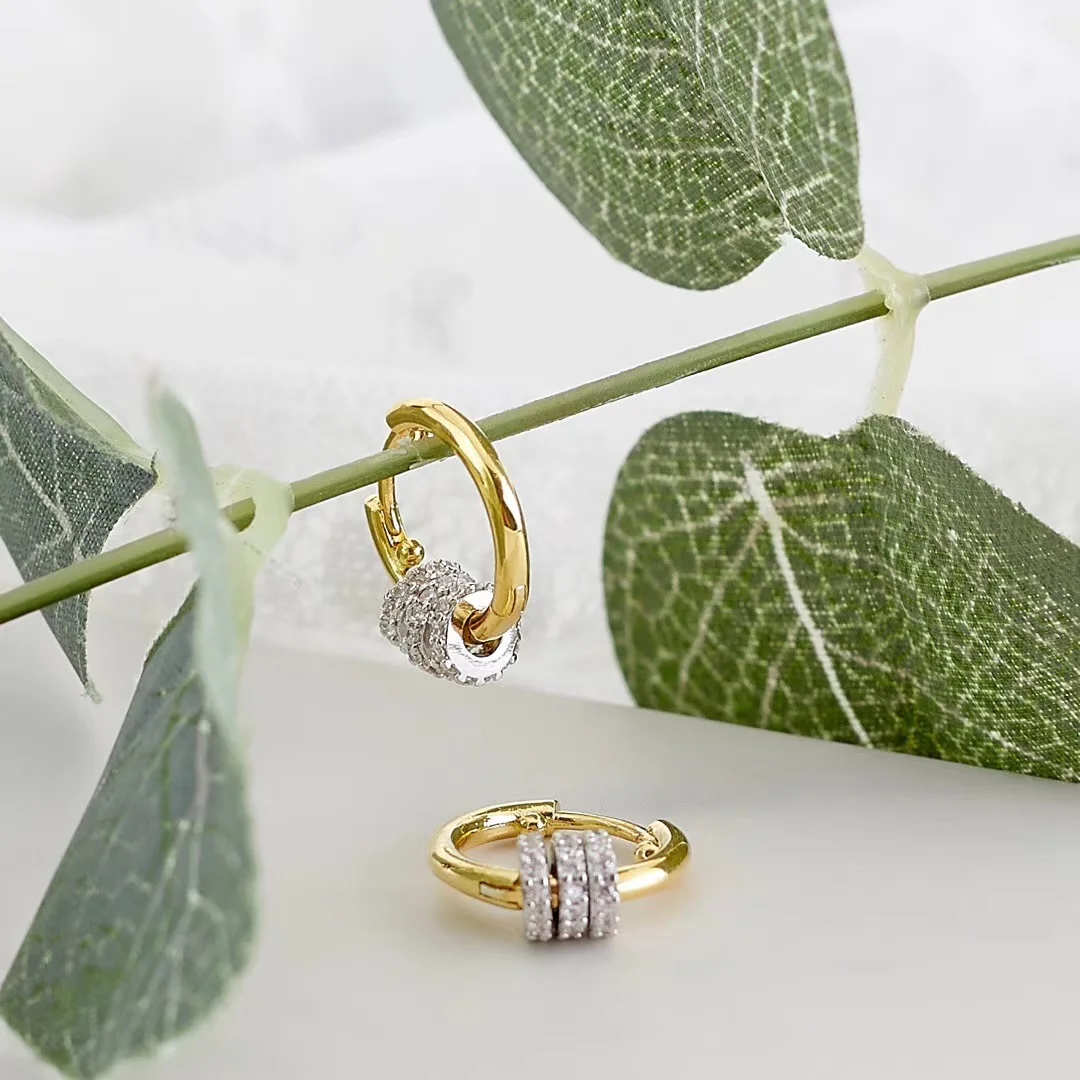 

Popular Multi Circle Small Gold Color Zircon Hoop Earrings Engagement Party Jewelry Dangle Earrings Gifts ZK30