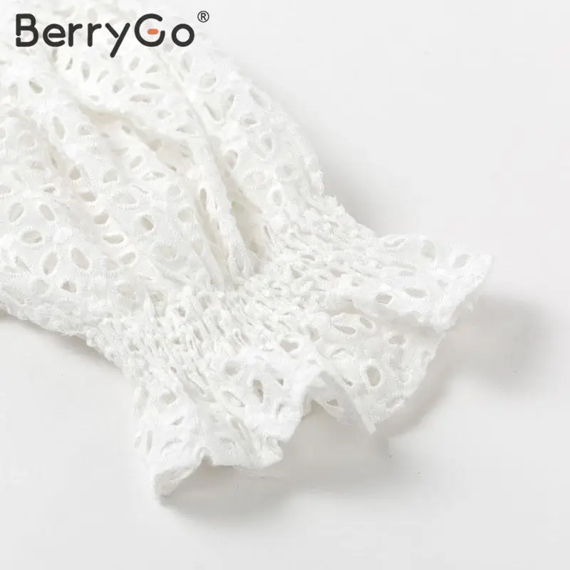 BerryGo сексуальный белый укороченный топ с открытыми плечами рубашка для женщин