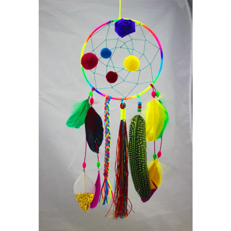 

New fashion originality Hot Full colour Dreamcatcher Wind Chimes Indian Style Feather Pendant Dream Catcher Gift