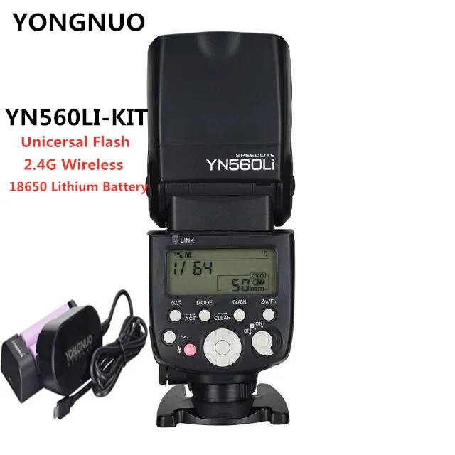 Yongnuo YN560Li литиевая батарея Speedlite GN58 2 4G Беспроводная вспышка Master Slave для камеры