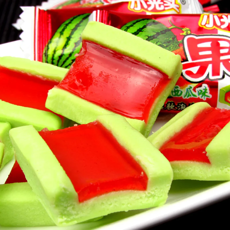 

Watermelon fruit flavor bubble gum 3.5g * 50-100 sachets, children's leisure snacks