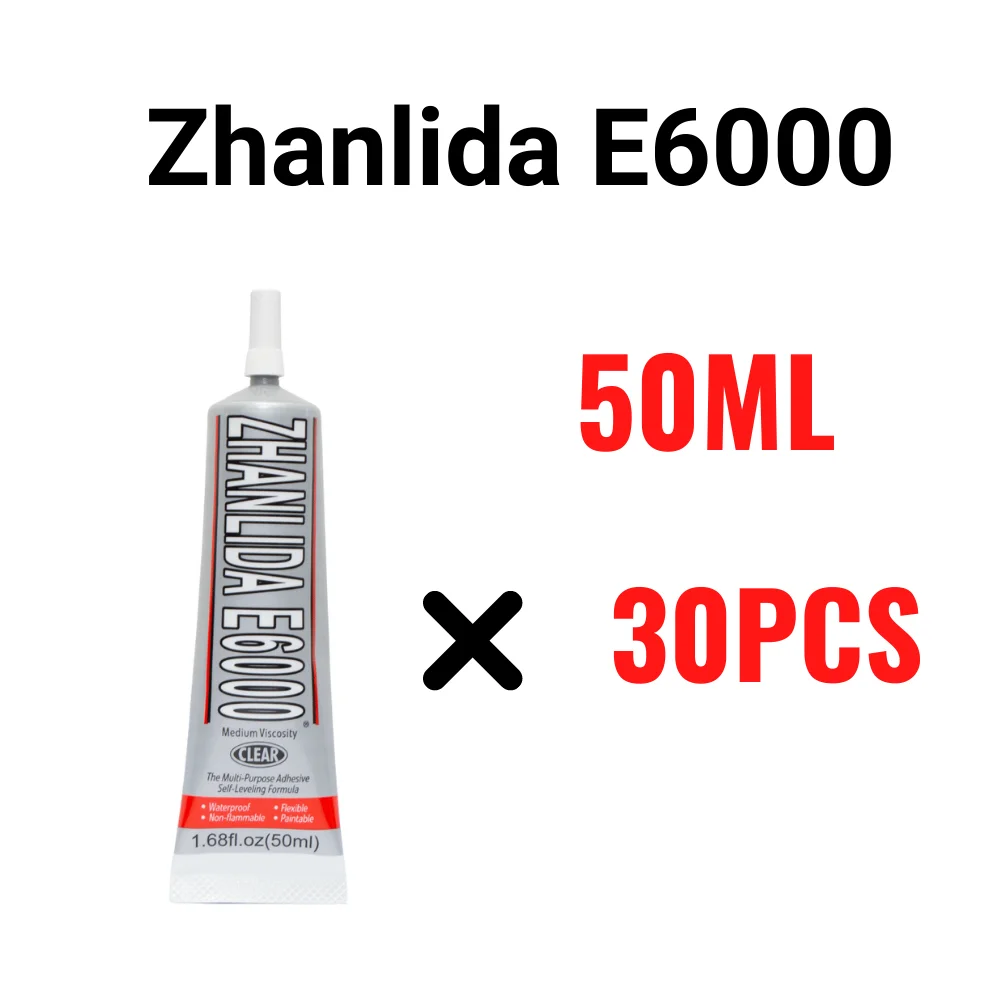 30PCS Pack Zhanlida 50ML E6000 Clear Contact Adhesive Diy Diamond Painting Cloth Metal Fabric Rhinest Super Strong Glue