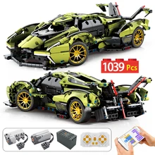 1039Pcs Technical City Remote Control Super Sports Car Building Blocks APP RC Competition Racing Vehicle Bricks Toys for Kids