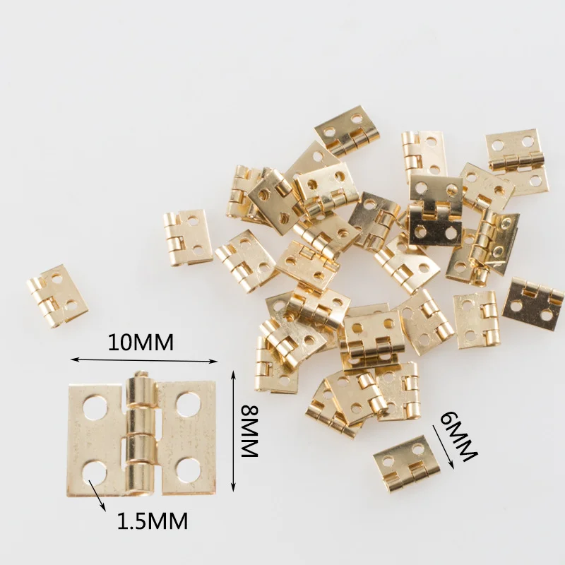 20Pcs 4 Mounting Holes Metal Mini Hinges With Screws Simple Golden Silver 1/12 Miniature Dollhouse Cabinet Furniture Hardware images - 6