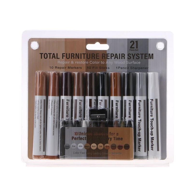 

Furniture Markers Touch Up 21Pcs Marker Wax Stick with Sharpener Funiture Repair