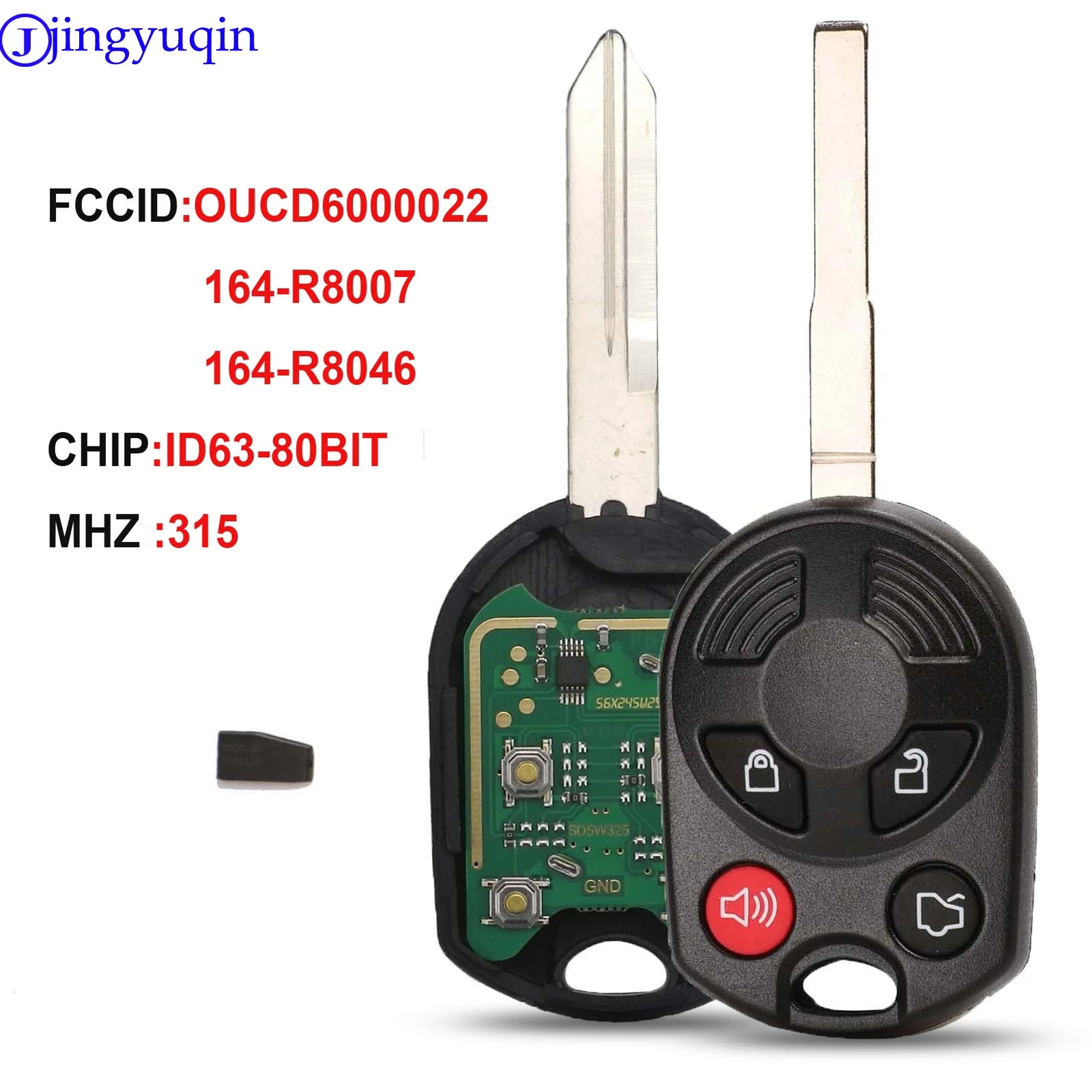 Чехол для автомобильного ключа jingyuqin Ford OUCD6000022 315MHz Escape Focus C-Max Transit Connect HU101 Blade 164-R8007