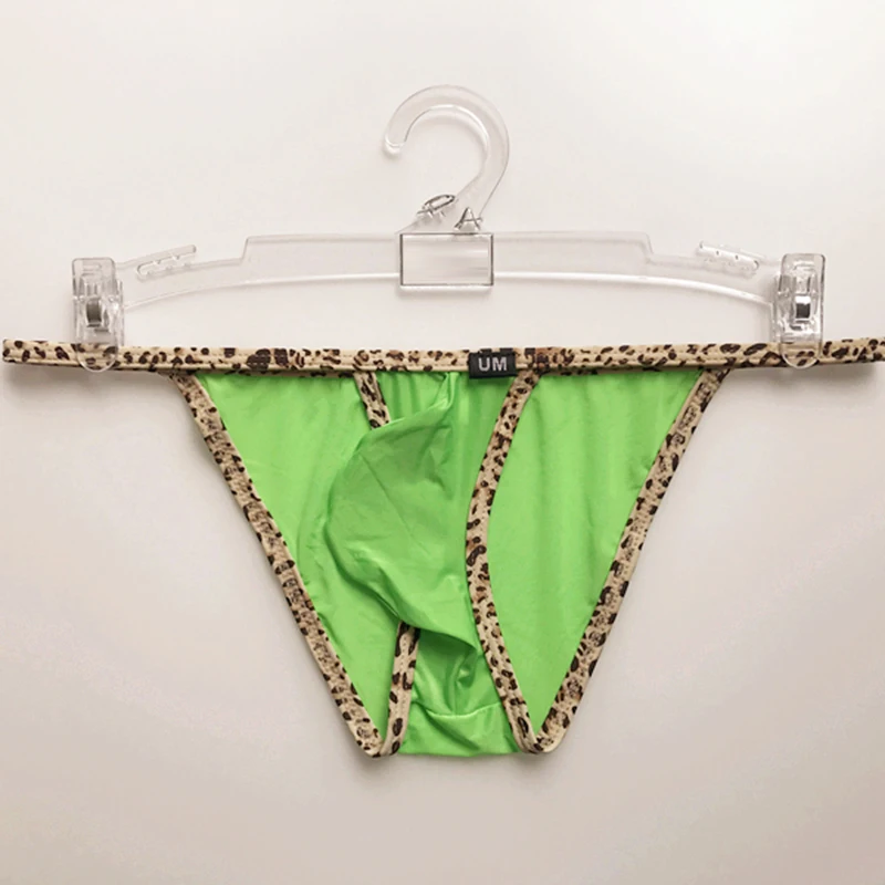 Мужские стринги сексуальные дышащие эластичные плавки с леопардовым принтом t