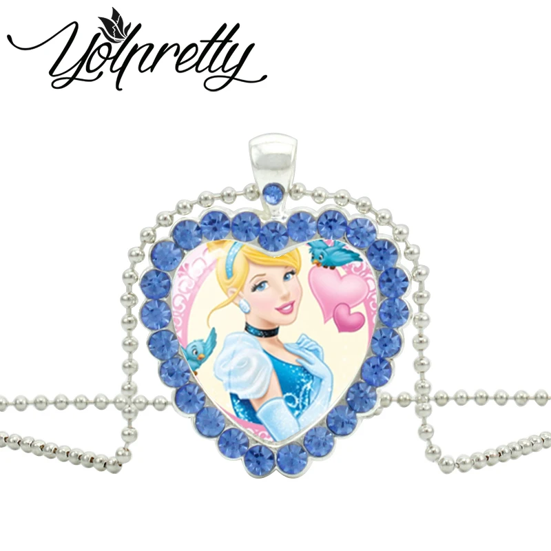 Ожерелье из хрусталя в форме сердца Золушки для маленьких девочек ожерелье