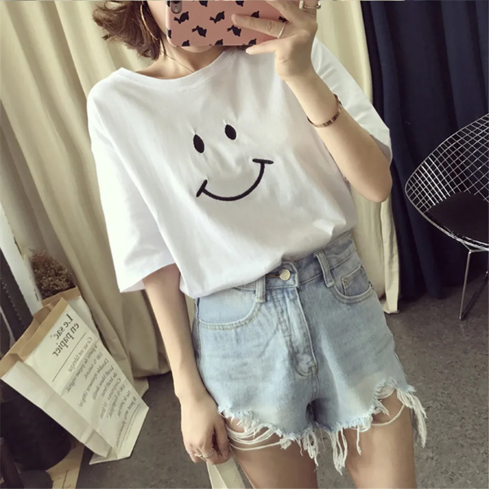 summer loose camisetas shirts ropa white tops t shirt kawaii korean clothes cute black top pink funny tshirt women t-shirt 2020