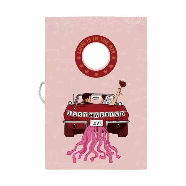 De madera, tableros de Atento boda con 8 bolsas de Cornhole-3